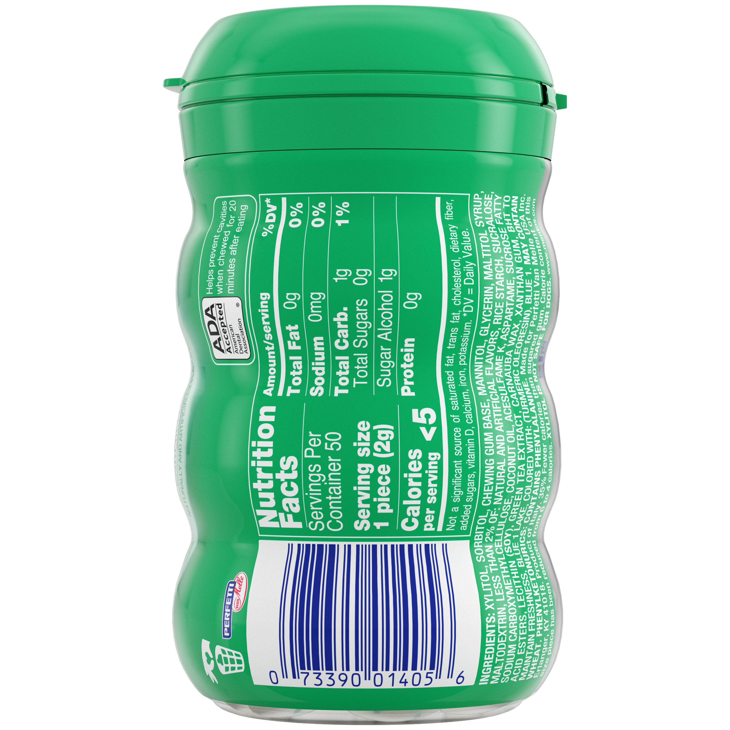 Mentos Gum Sugar-Free Spearmint Chewing Gum, 50 Regular Size Pieces, Bottle thumbnail 3