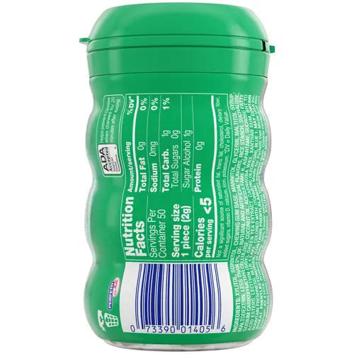 Mentos Gum Sugar-Free Spearmint Chewing Gum, 50 Regular Size Pieces, Bottle thumbnail 3