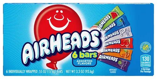 Airheads Chewy Candy Bars Theater Box, Assorted Flavors, 6 Count