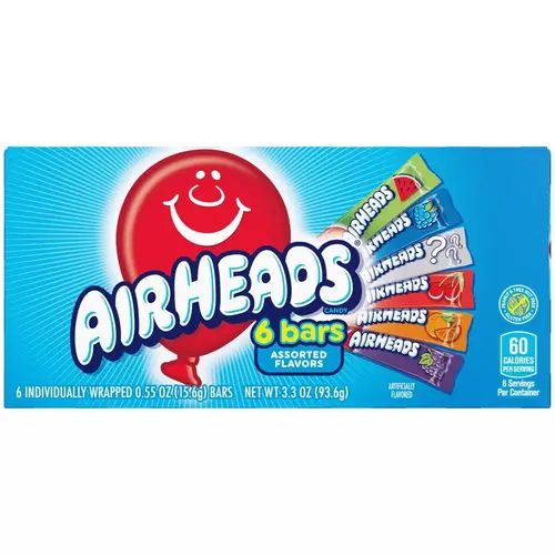 Airheads Chewy Candy Bars Theater Box, Assorted Flavors, 6 Count thumbnail 3