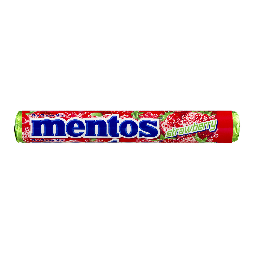 Mentos Chewy Mint Candy Roll, Strawberry, Nut Free, Regular Size, 1.32 oz