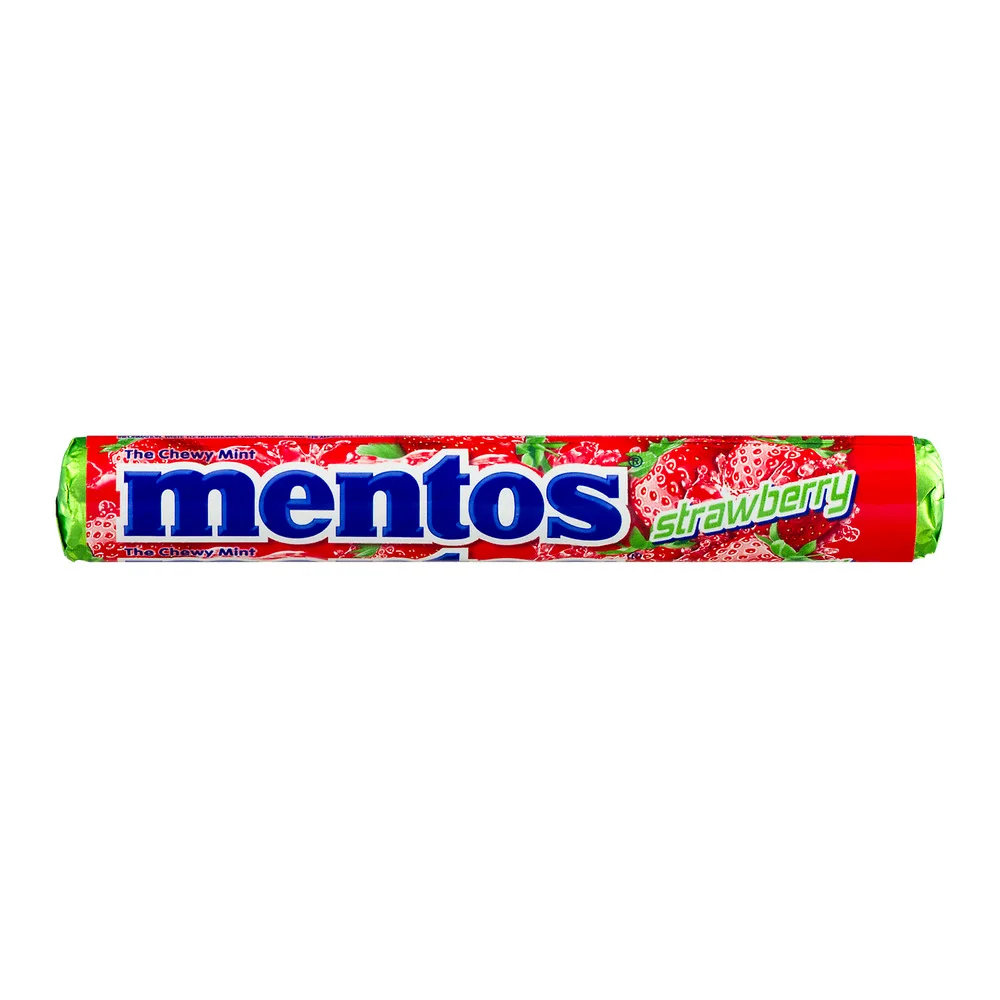 Mentos Chewy Mint Candy Roll, Strawberry, Nut Free, Regular Size, 1.32 oz