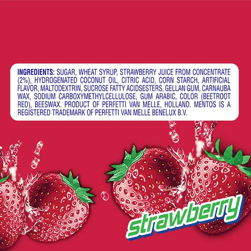 Mentos Chewy Mint Candy Roll, Strawberry, Nut Free, Regular Size, 1.32 oz thumbnail 3