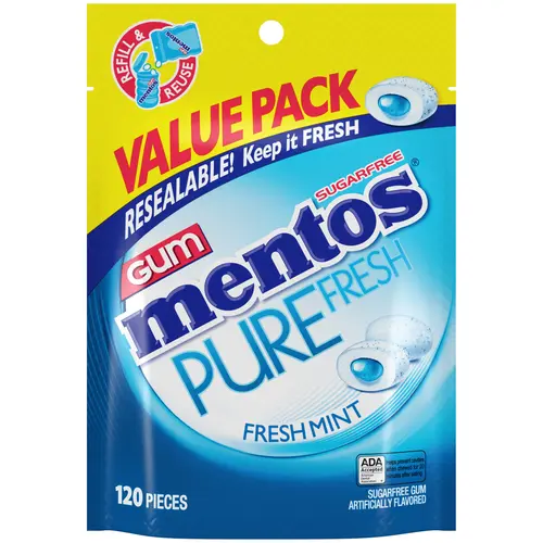 Mentos Pure Fresh Mint Sugar Free Gum Extra Value Pack, 120 Count Bag thumbnail 2