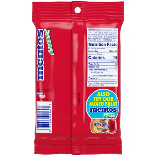 Mentos Chewy Mint Candy Roll, Strawberry, Nut Free, Regular Size, 1.32 oz, 6 Count thumbnail 3