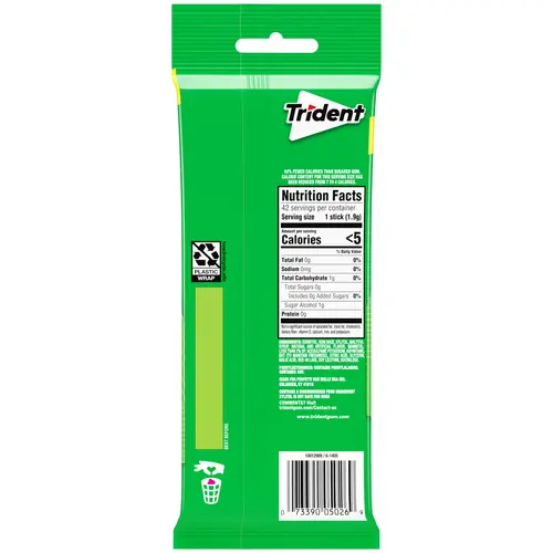 Trident Sugar Free Gum, Watermelon, 3 Packs of 14 Regular Size Pieces (42 Total Pieces) thumbnail 2
