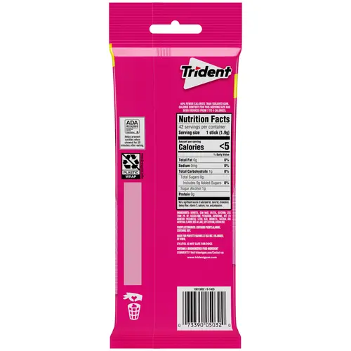 Trident Sugar Free Gum, Bubblegum, 3 Packs of 14 Regular Size Pieces (42 Total Pieces) thumbnail 2