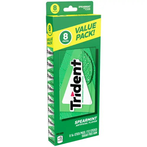 Trident Sugar Free Gum, Spearmint, Value Pack, 8 Packs of 14 Pieces (112 Regular Size Pieces) thumbnail 4