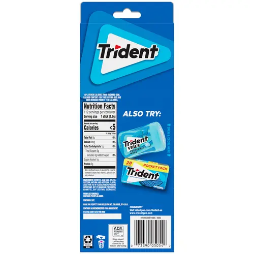 Trident Sugar Free Gum, Original, Value Pack, 8 Packs of 14 Pieces (112 Regular Size Pieces) thumbnail 2