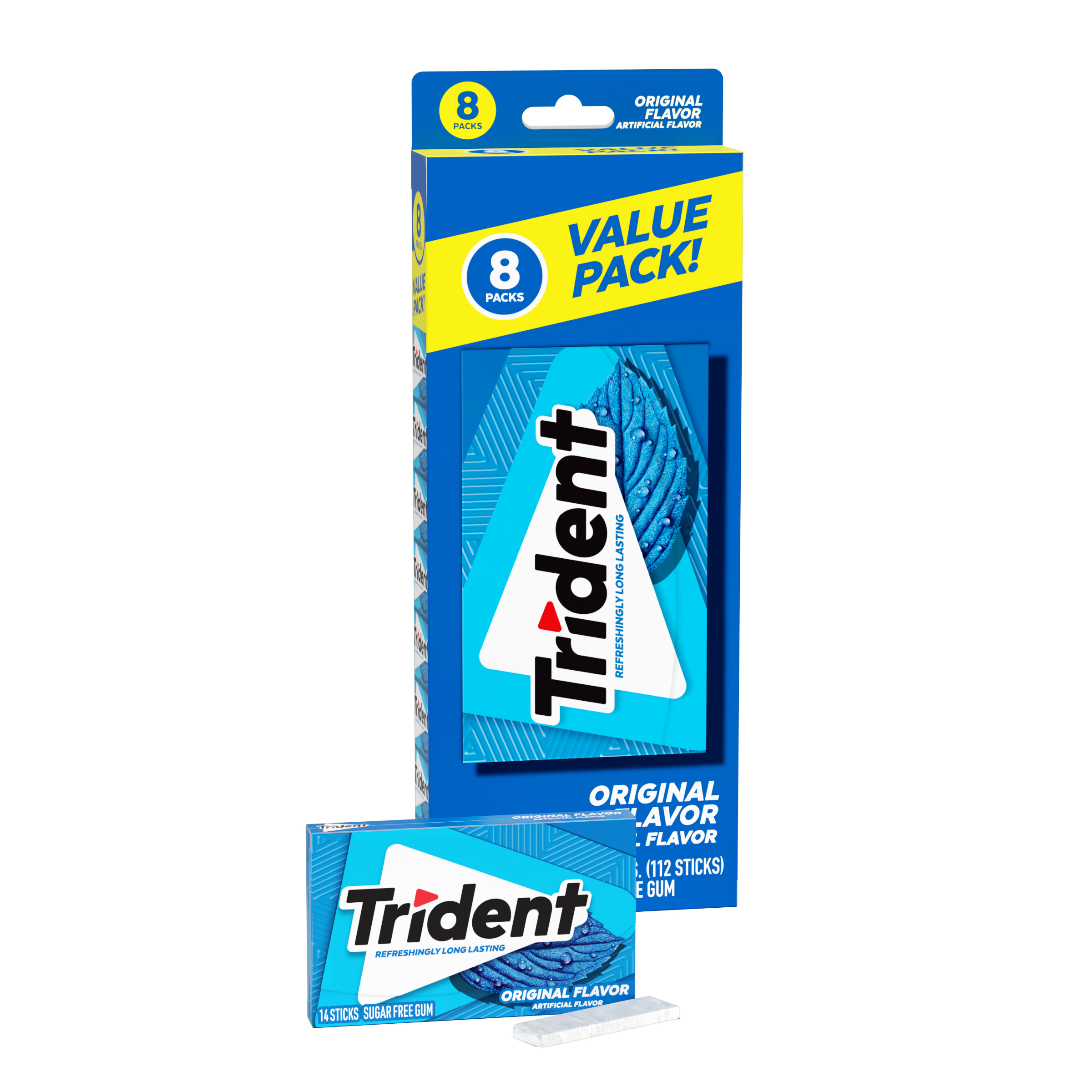 Trident Sugar Free Gum, Original, Value Pack, 8 Packs of 14 Pieces (112 Regular Size Pieces) thumbnail 3