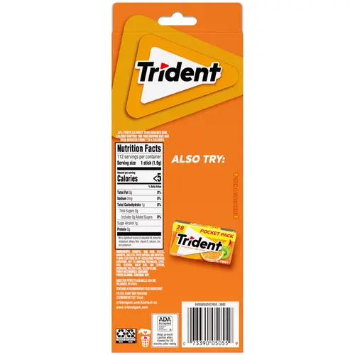 Trident Sugar Free Gum, Tropical Twist, Value Pack, 8 Packs of 14 Pieces (112 Regular Size Pieces) thumbnail 2