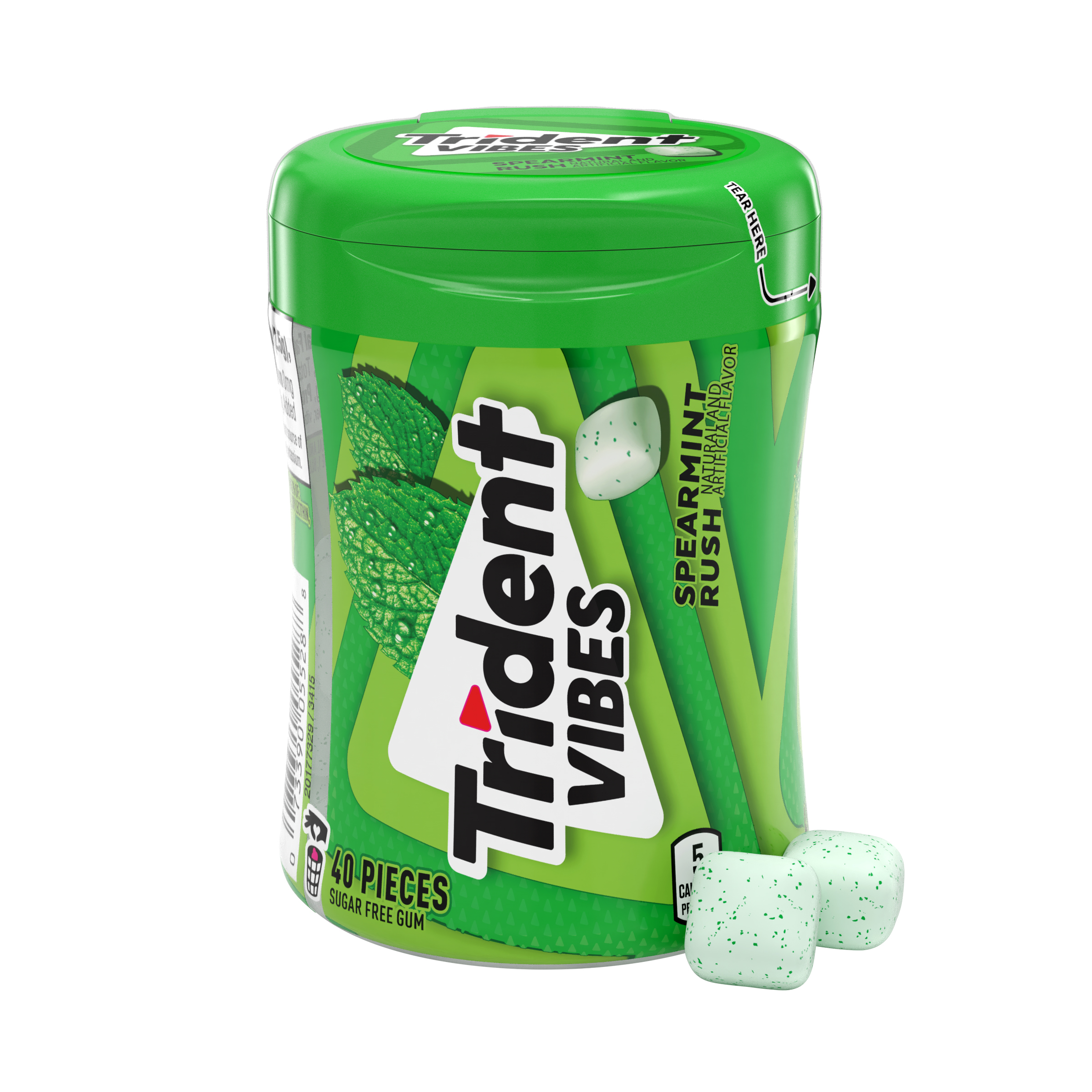 Trident Vibes Sugar Free Gum, Spearmint Rush, Regular Size, 40 Piece Bottle thumbnail 2