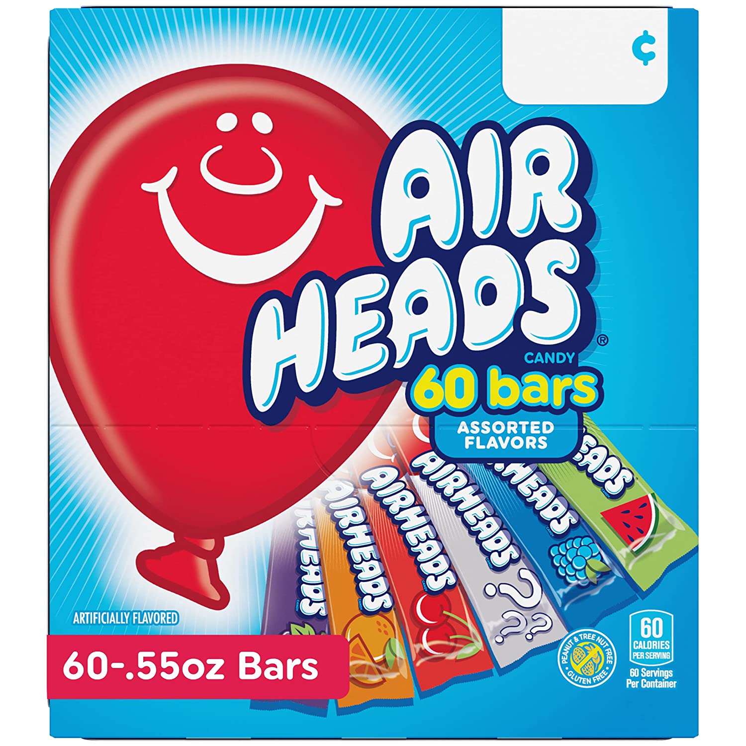 Airheads Chewy Candy Bars, Assorted Flavors, Nut Free, Regular Size, 33 oz, 60 Count Box thumbnail 2