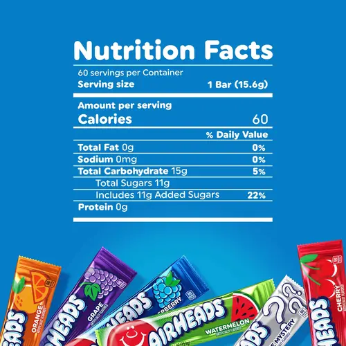 Airheads Chewy Candy Bars, Assorted Flavors, Nut Free, Regular Size, 33 oz, 60 Count Box thumbnail 4