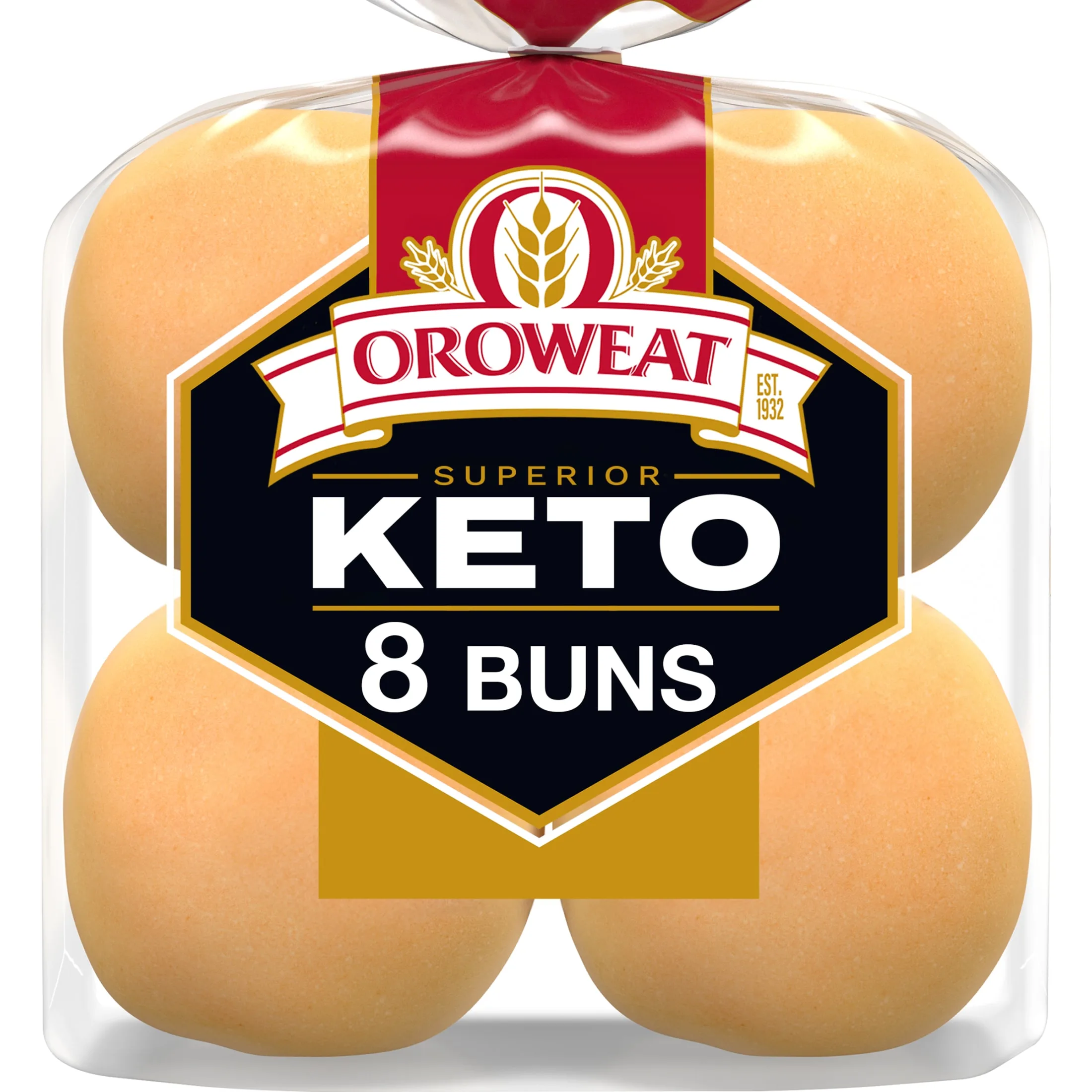 Oroweat Superior Keto Plain Hamburger Buns, 8 count, Hamburger Buns, 12 oz Bag