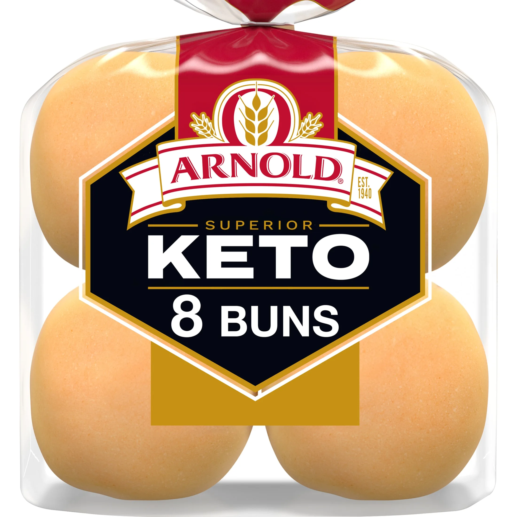 Arnold Superior Keto Plain Hamburger Buns, 8 count, Pre-sliced Hamburger Buns, 12 oz Bag