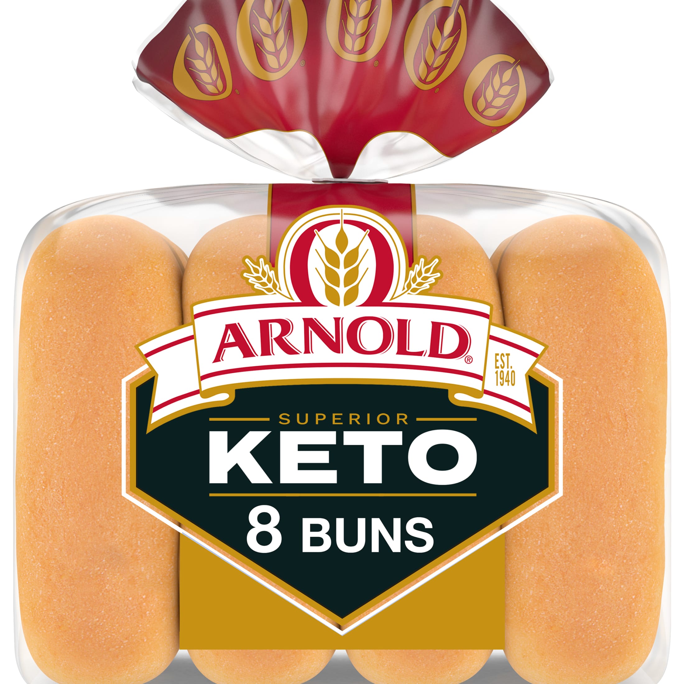Arnold Keto Buns, 8 count, White Hot Dog Buns, 12 oz Bag