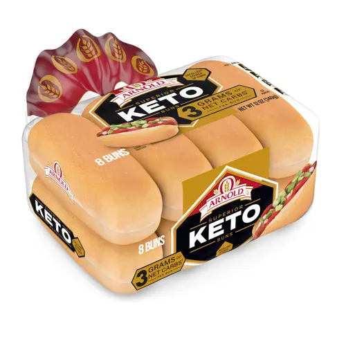 Arnold Keto Buns, 8 count, White Hot Dog Buns, 12 oz Bag thumbnail 2