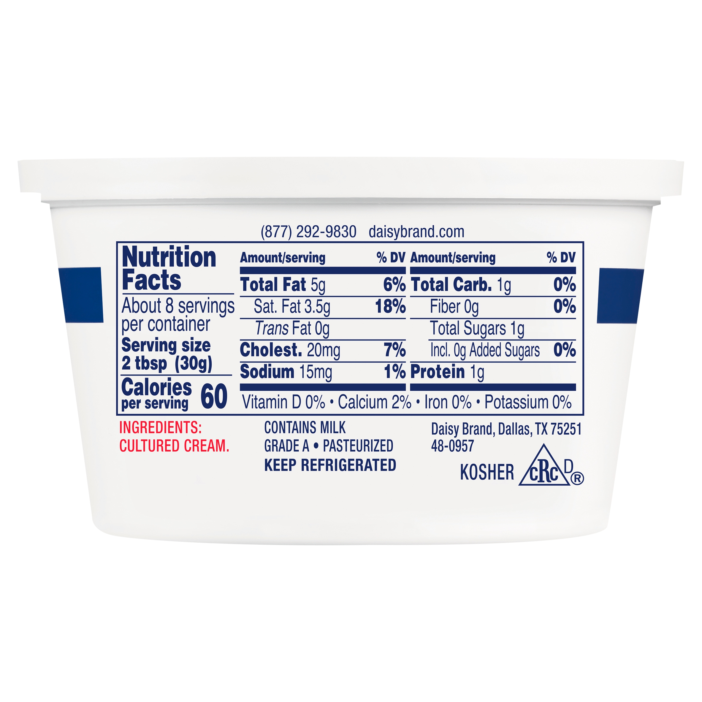 Daisy Pure and Natural Sour Cream, 8 oz Tub (Refrigerated) thumbnail 4