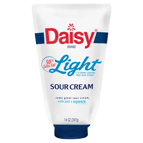 Daisy Pure and Natural Light Squeeze Sour Cream, 50% Less Fat, 14 oz Pouch (Refrigerated)