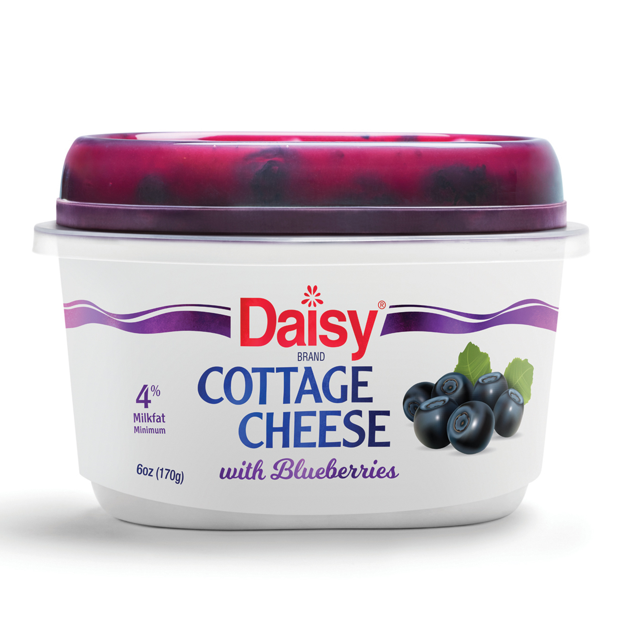 Daisy Cottage Cheese with Blueberries, 4% Milkfat, 6 oz Cup (Refrigerated) - 14g of Protein per serving thumbnail 2