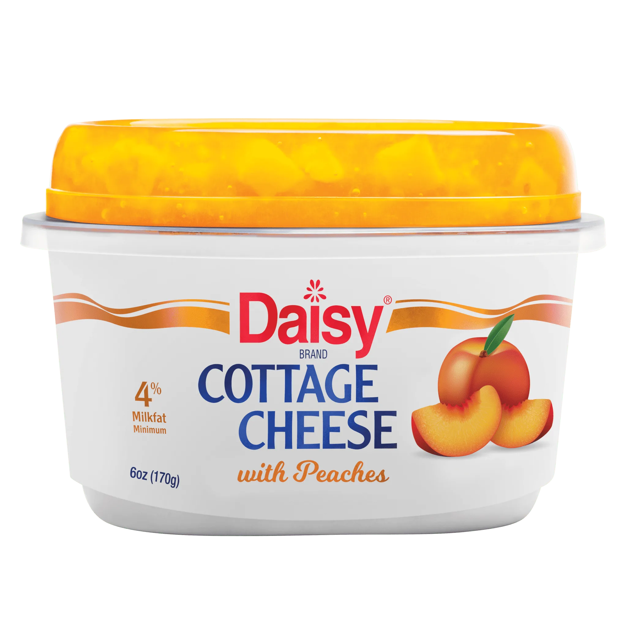 Daisy Cottage Cheese with Peaches, 4% Milkfat, 6 oz Cup (Refrigerated) - 14g of Protein per serving