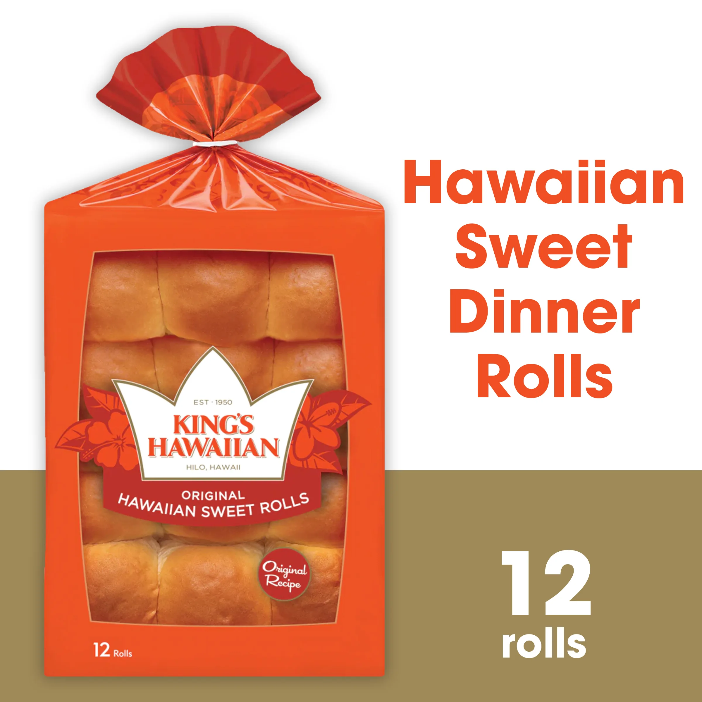 King's Hawaiian Original Hawaiian Sweet Rolls 12 Count, 12oz, Shelf-Stable