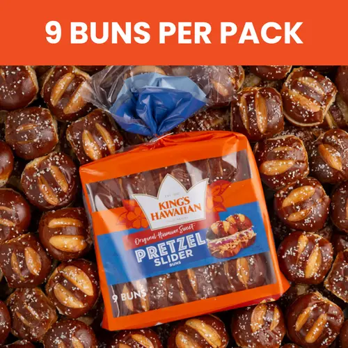 King's Hawaiian Pretzel Pre-Sliced Slider Buns, 9 Count, 11 oz, Shelf-Stable thumbnail 2
