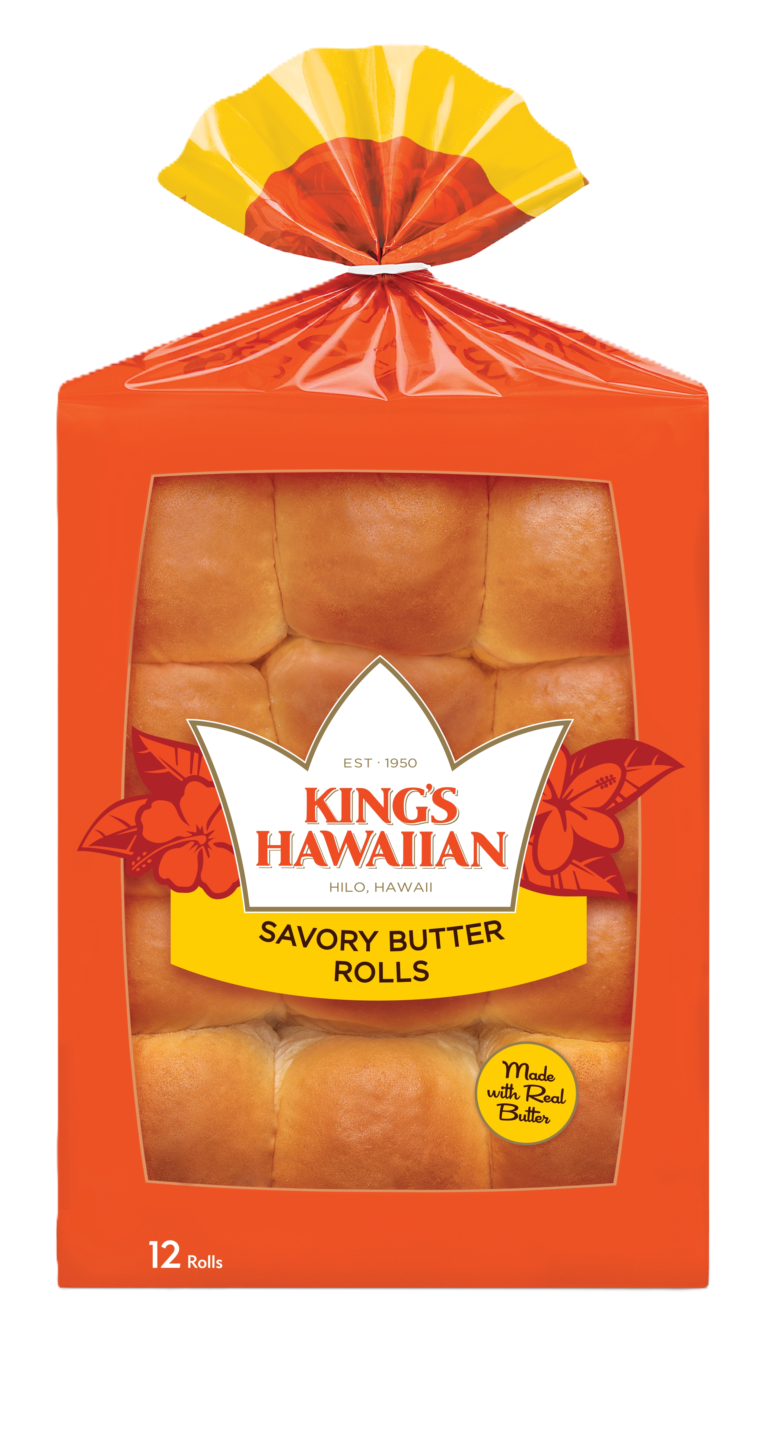King's Hawaiian Savory Butter Rolls 12 Count, 12 oz, Shelf-Stable