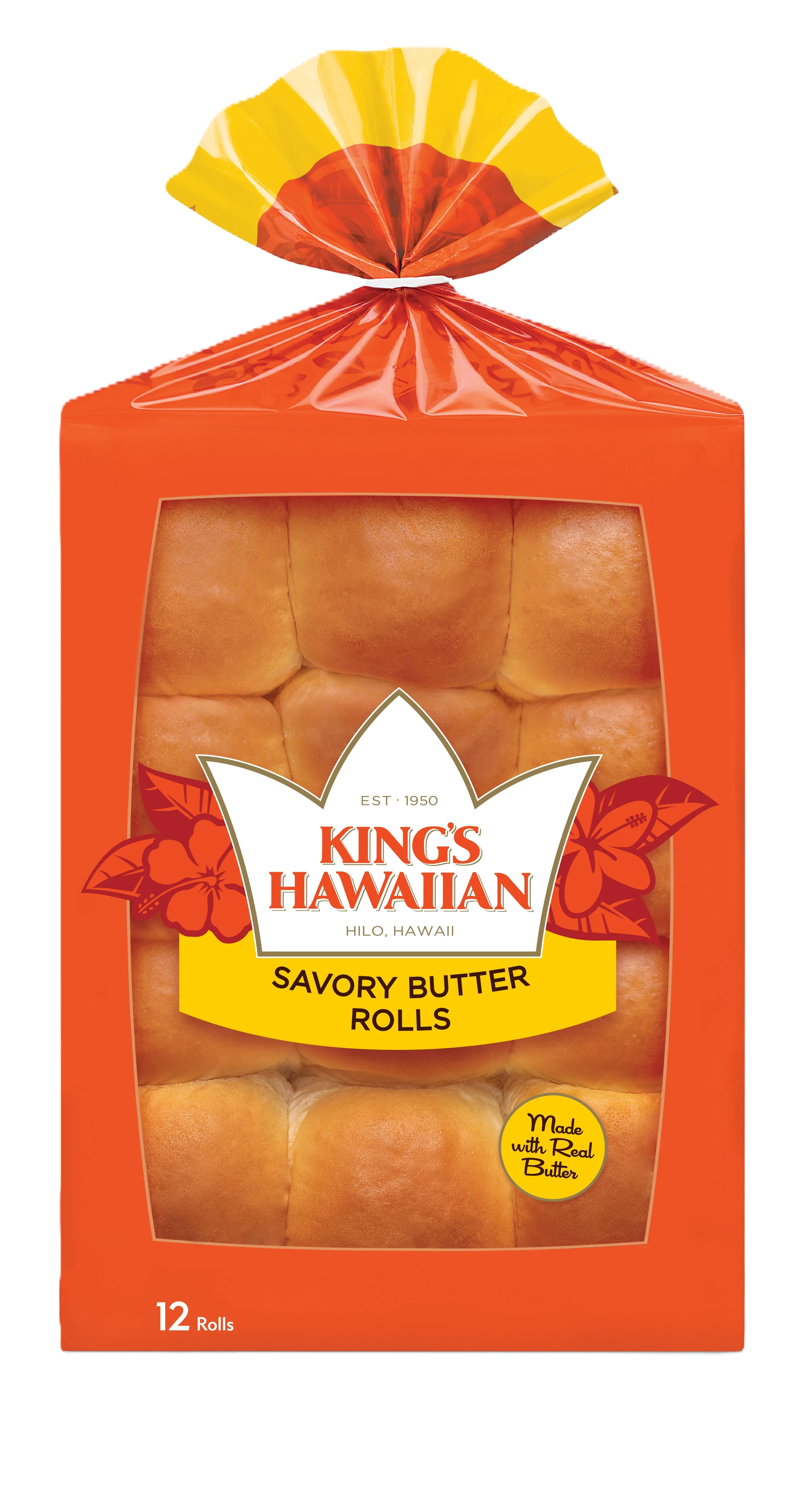 King's Hawaiian Savory Butter Rolls 12 Count, 12 oz, Shelf-Stable