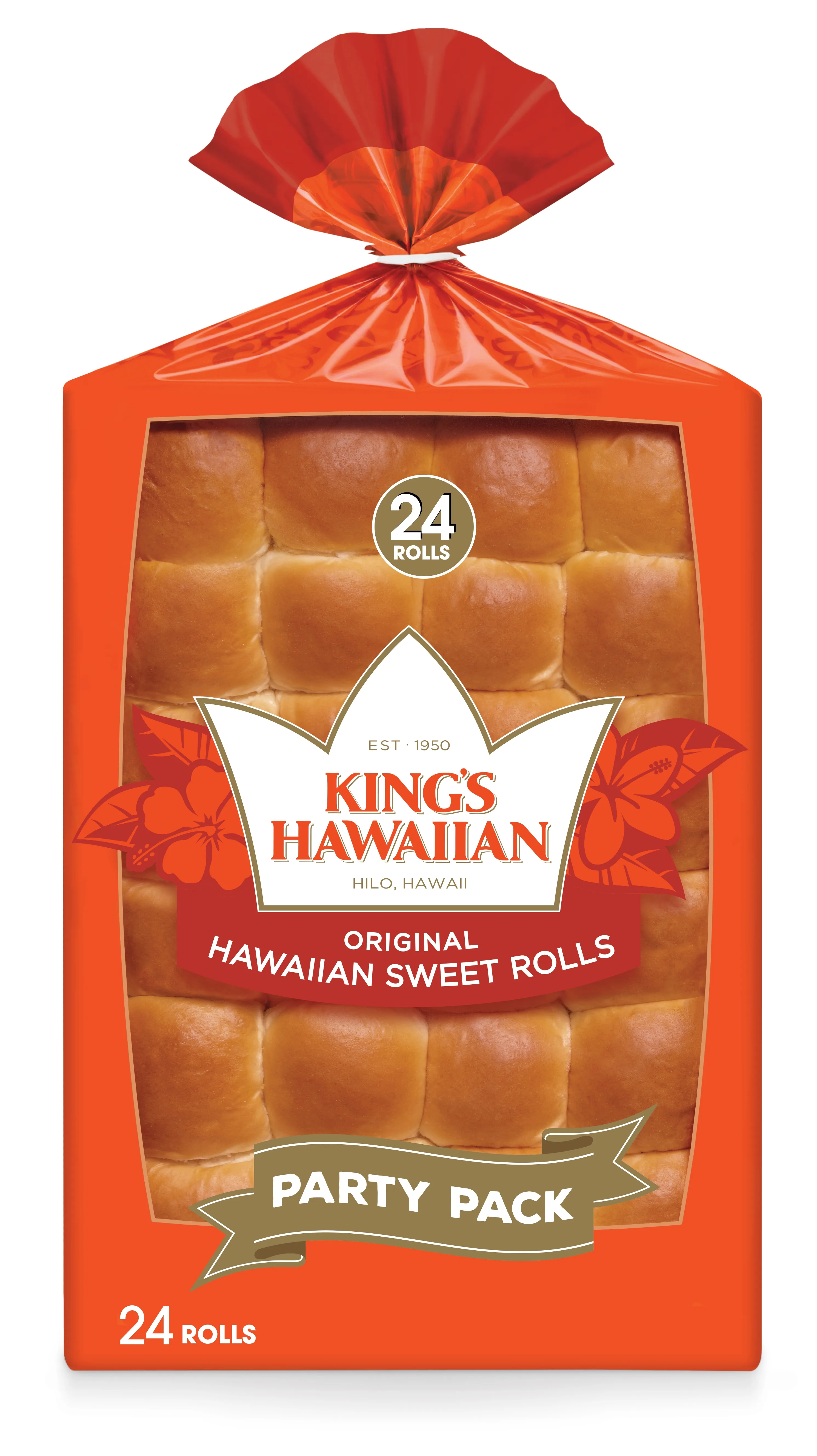 King's Hawaiian Original Hawaiian Sweet Dinner Rolls 24 Count, 24 oz, Shelf-Stable