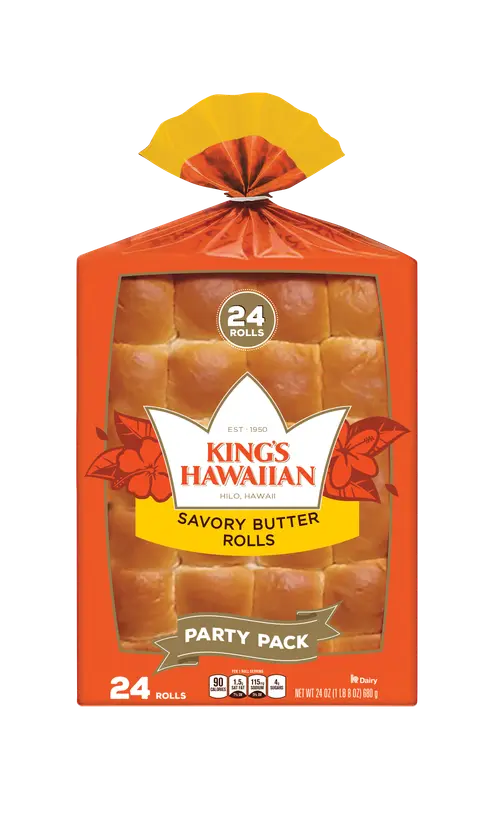 King's Hawaiian Savory Butter Dinner Rolls 24 Count, 24 oz, Shelf-Stable