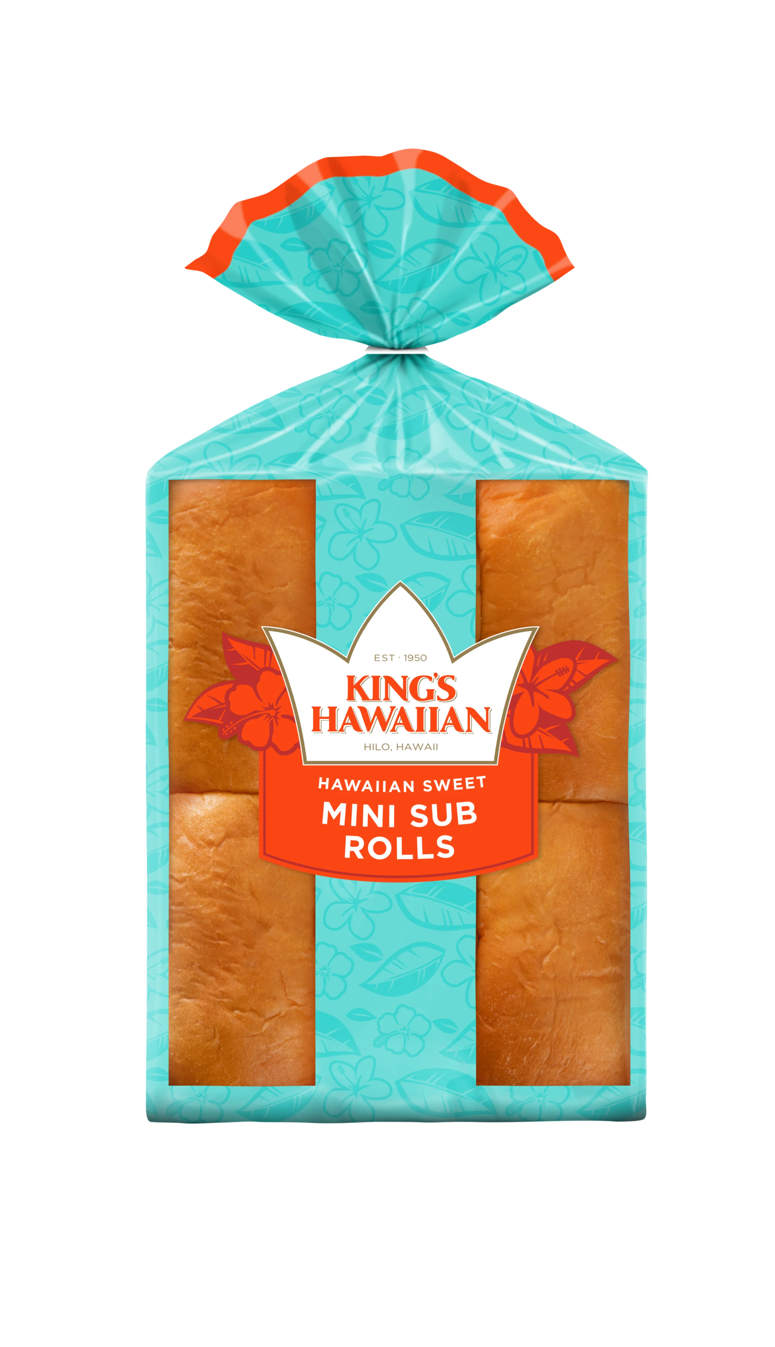 King's Hawaiian Original Hawaiian Sweet Mini Sub Rolls 6 Count, 12 oz, Shelf-Stable