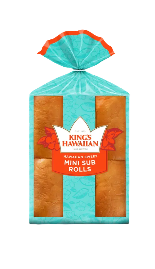 King's Hawaiian Original Hawaiian Sweet Mini Sub Rolls 6 Count, 12 oz, Shelf-Stable