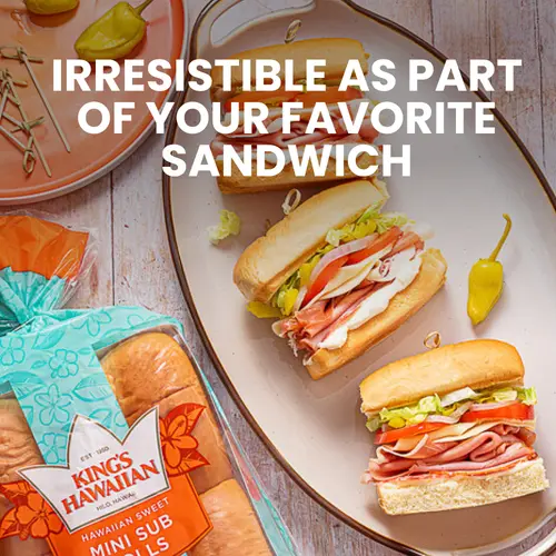 King's Hawaiian Original Hawaiian Sweet Mini Sub Rolls 6 Count, 12 oz, Shelf-Stable thumbnail 2