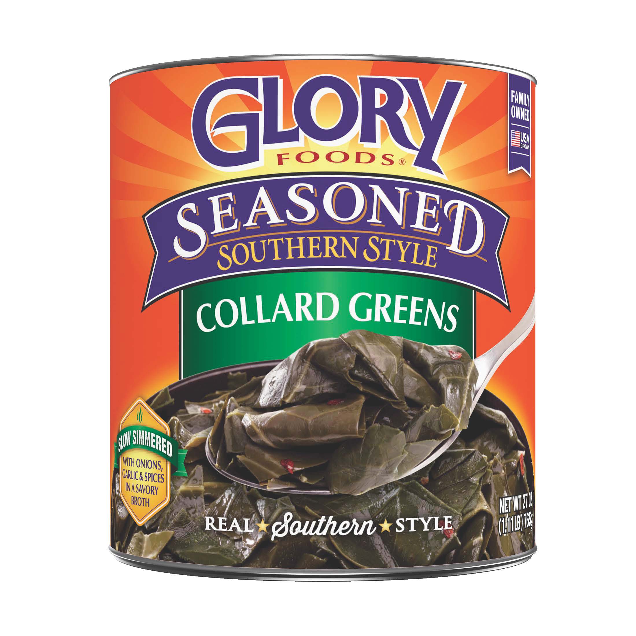 Glory Foods Canned Seasoned Collard Greens, 27 oz Can