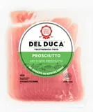 Del Duca, Dry Cured Prosciutto, Sliced Pork Deli Meat, 6 oz Plastic Tray, Serving Size 1 oz, 9 Grams of Protein per Serving