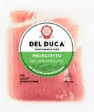 Del Duca, Dry Cured Prosciutto, Sliced Pork Deli Meat, 6 oz Plastic Tray, Serving Size 1 oz, 9 Grams of Protein per Serving