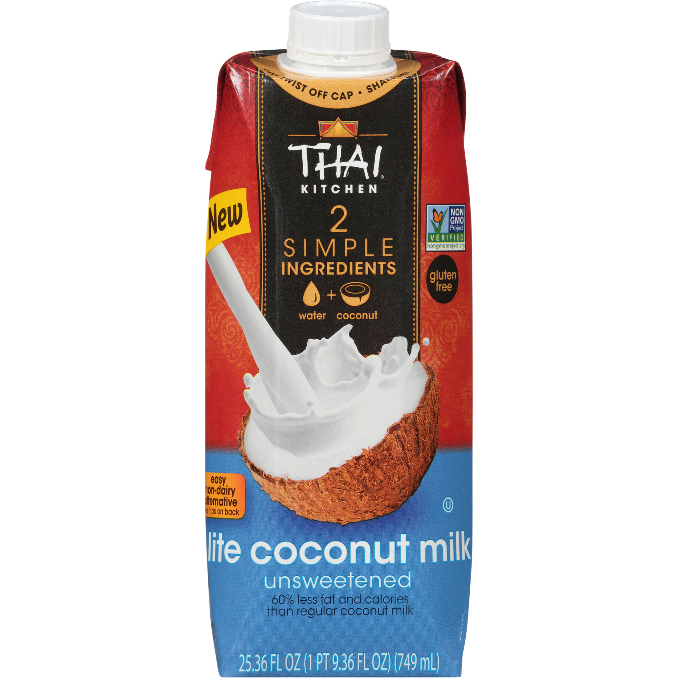 Thai Kitchen Non-GMO Gluten Free Lite Coconut Milk, 25.36 fl oz Brick