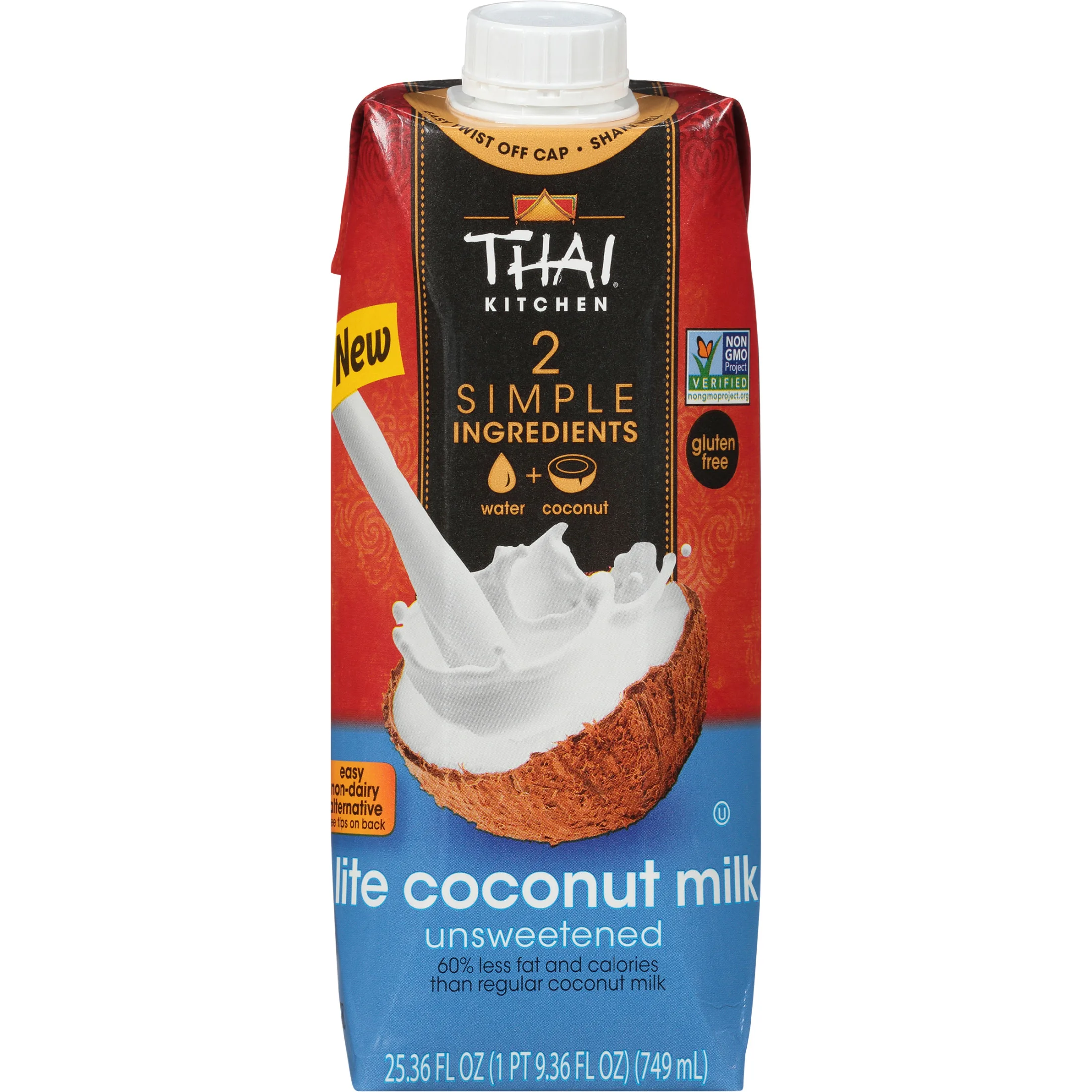 Thai Kitchen Non-GMO Gluten Free Lite Coconut Milk, 25.36 fl oz Brick