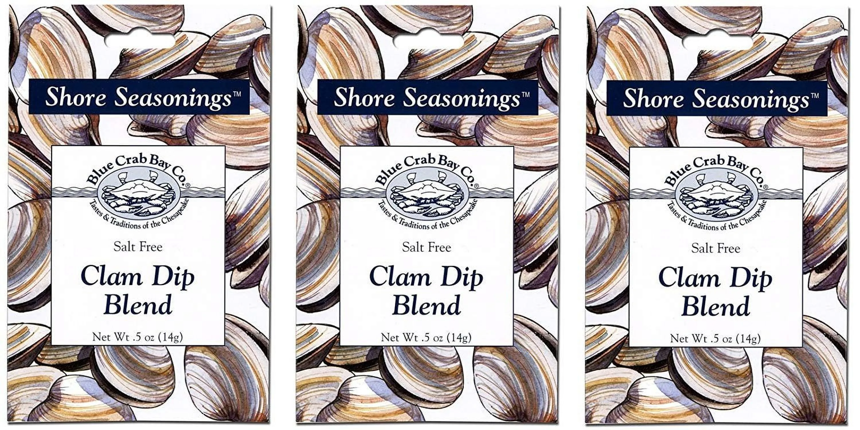 Blue Crab Bay Co. Clam Seafood Dip Blend - .5 Oz Packets (Pack of 3)