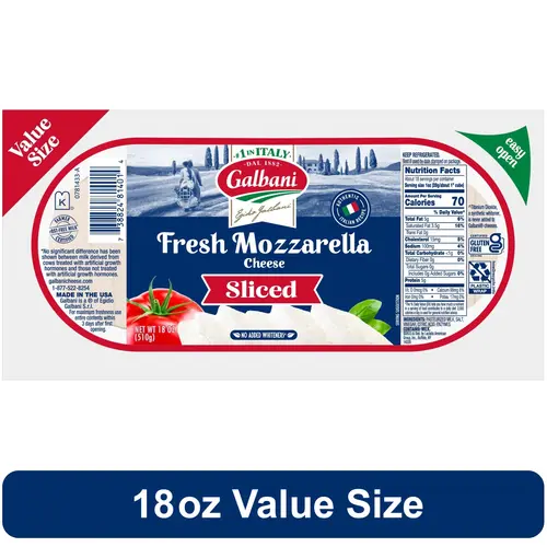 Galbani Value Size Fresh Mozzarella Cheese Log, Sliced, 18 oz (Refrigerated)