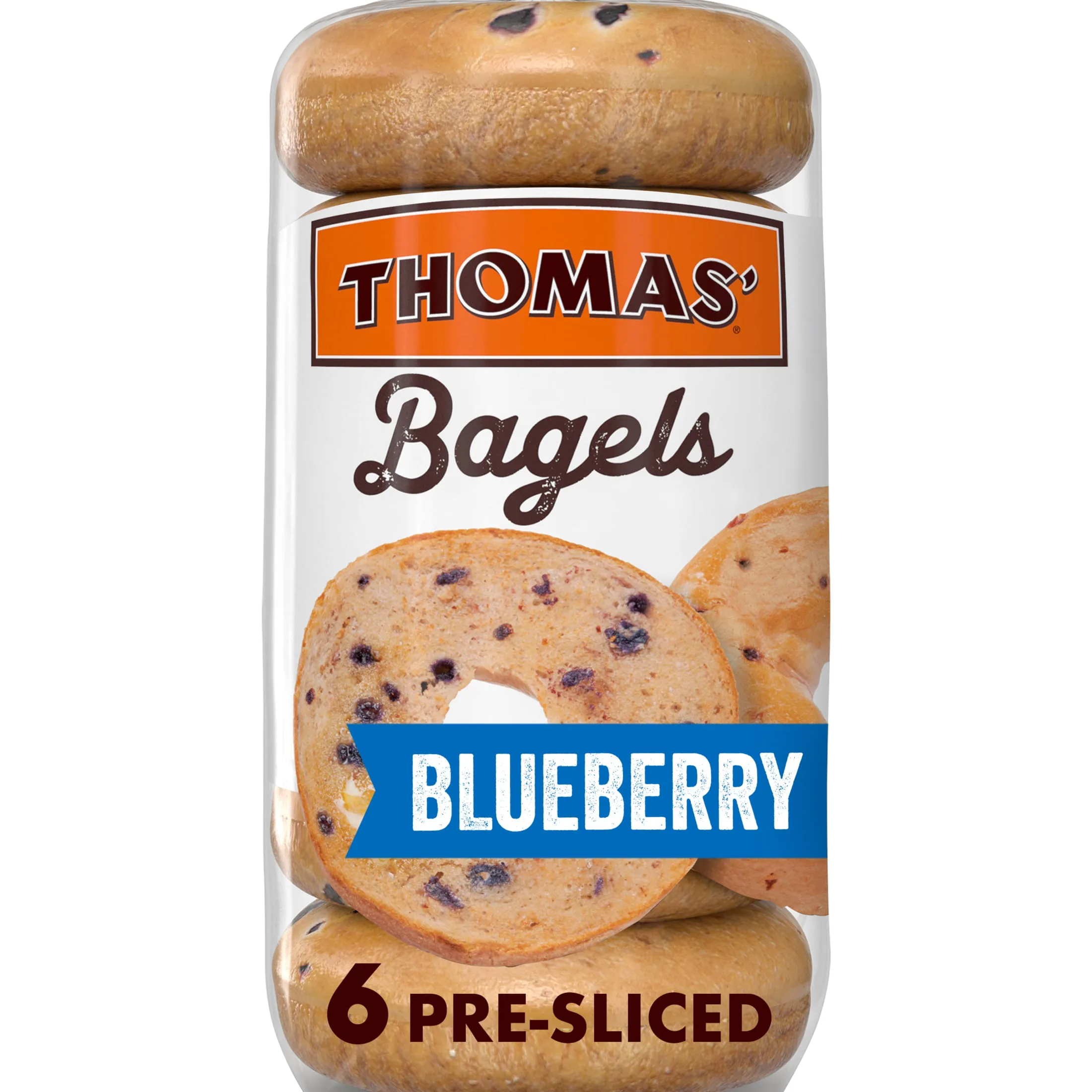 3x-Thomas' Blueberry Bagels 6 count Pre-sliced Bagels 20 oz Bag
