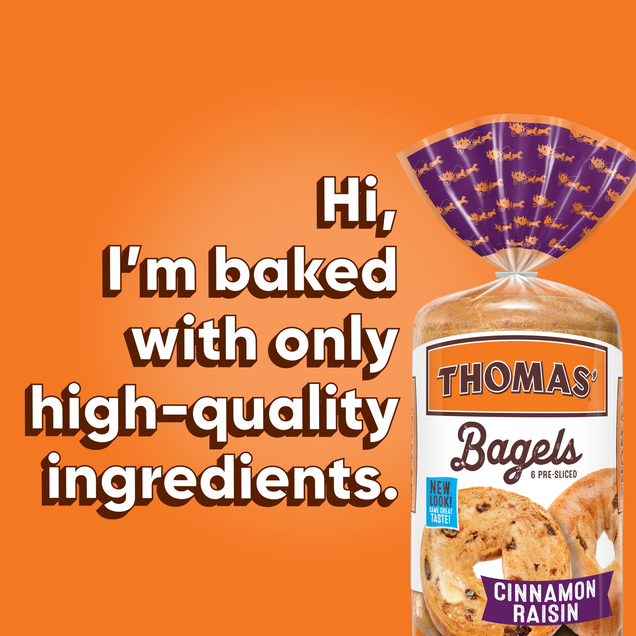 3x-Thomas' Cinnamon Raisin Bagels 6 count Pre-sliced Bagels 20 oz Bag thumbnail 2