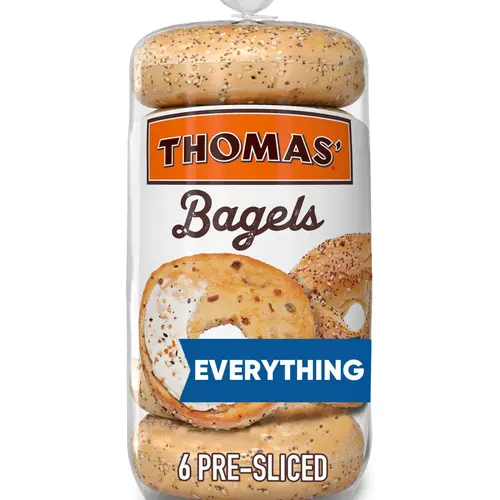 2x-Thomas' Everything Bagels 6 count Pre-sliced Bagels 20 oz Bag