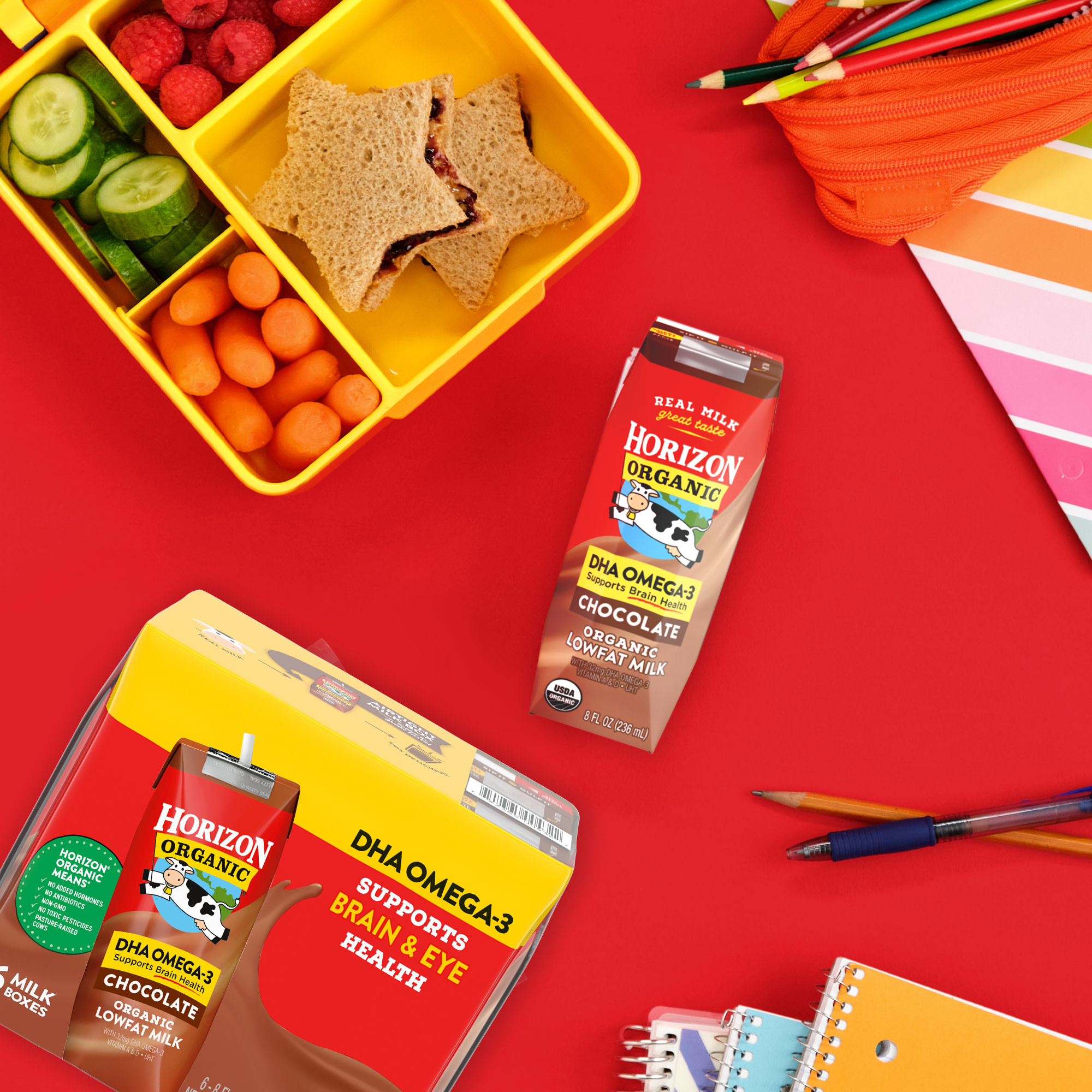 Horizon Organic Shelf Stable 1% Lowfat DHA Omega-3 Chocolate Milk Boxes, 8 fl oz, 6 Count thumbnail 2