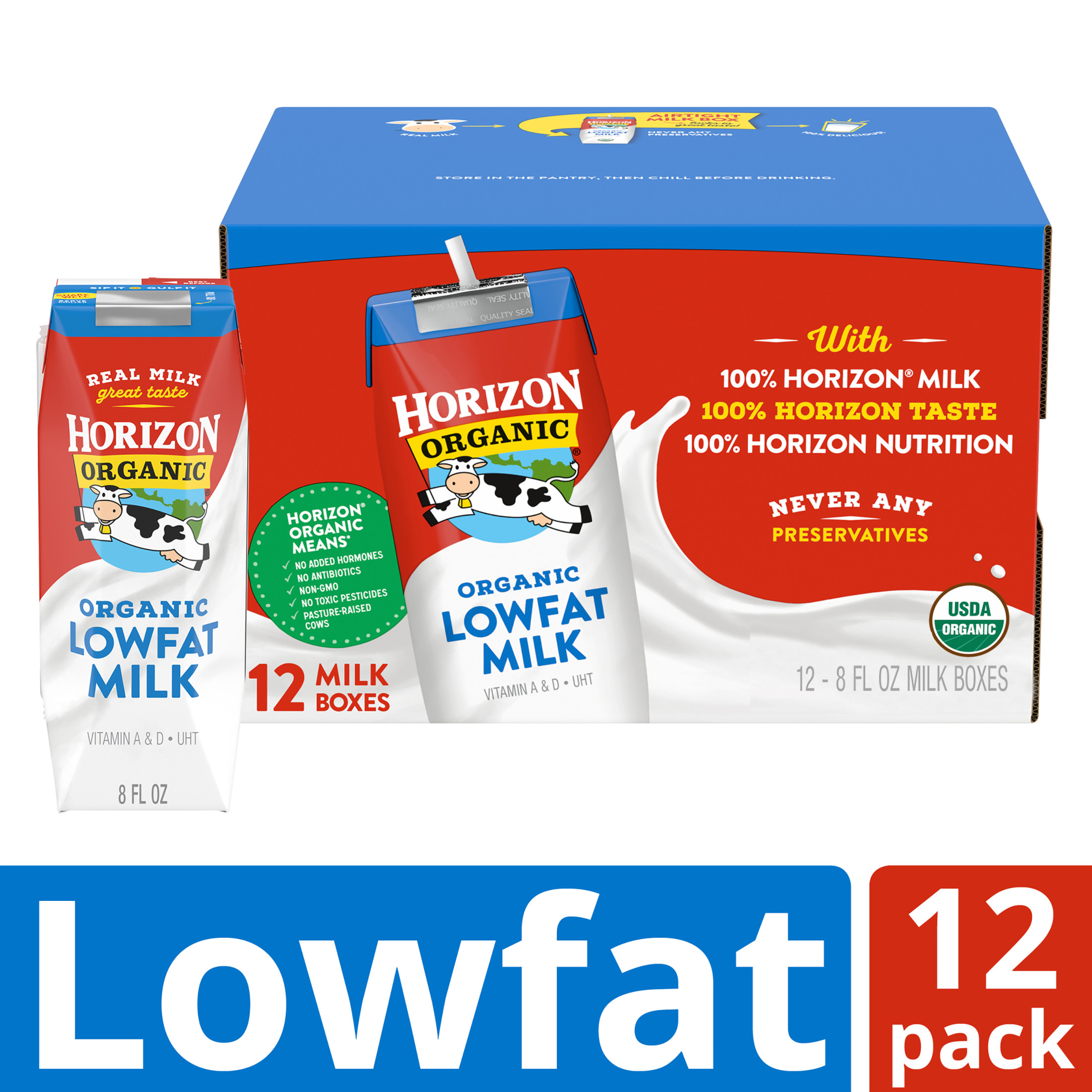 Horizon Organic Shelf Stable 1% Lowfat Milk Boxes, 8 fl oz, 12 Count
