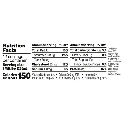 Horizon Organic Shelf Stable Whole Milk Boxes, 8 fl oz, 12 Countâ€‹ thumbnail 3