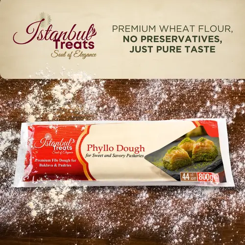 Phyllo Dough for Baklava & Savory Pastries - 800g (44 Sheets) | Handmade Ultra-Thin Filo Pastry | Premium Wheat Flour | No P