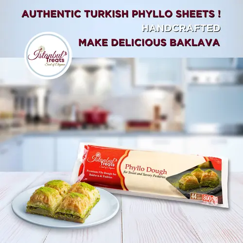 Phyllo Dough for Baklava & Savory Pastries - 800g (44 Sheets) | Handmade Ultra-Thin Filo Pastry | Premium Wheat Flour | No P thumbnail 3